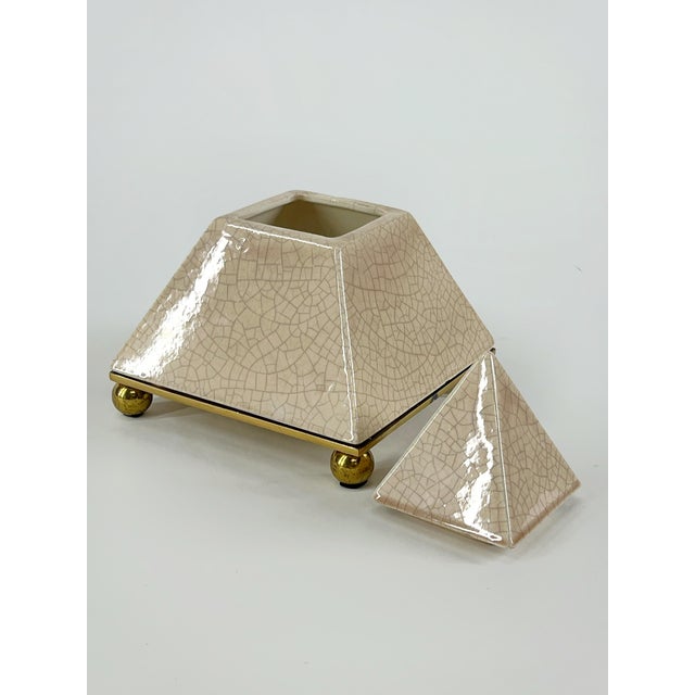 Vintage Postmodern Ceramic Pyramid Box For Sale - Image 4 of 12