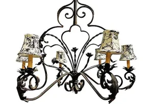1980s Wrought Steel French Country Chandelier