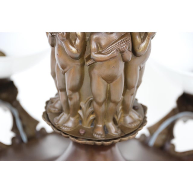 Antique Early Art Deco and Neoclassical Putti Chandelier, Germany, 1920s For Sale - Image 13 of 18