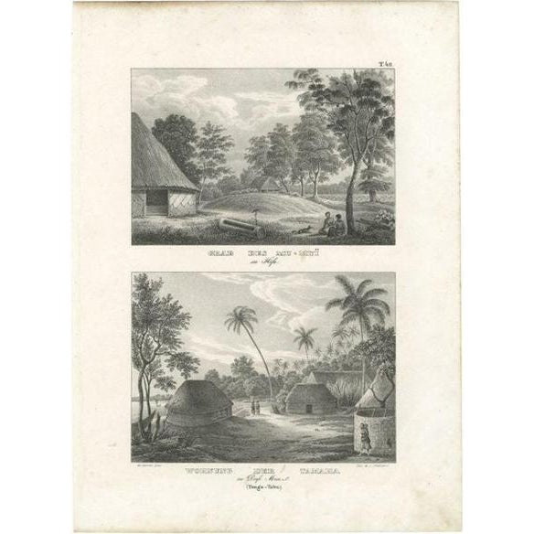 K.J. Brodtmann after L.A. de Sainson, Illustration of the Tomb of Mu-Muï in Tonga, 1836, Print For Sale - Image 6 of 6