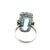 Elegant reproduction platinum ring featuring a striking emerald-cut aquamarine weighing approximately 9.61 carats, framed...