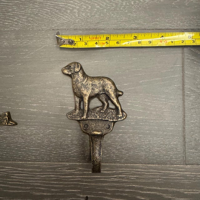 Antique Brass Wildlife Sporting Wall Hooks, Cabin Mudroom Architectural Hardware - Set of 5 For Sale - Image 9 of 16
