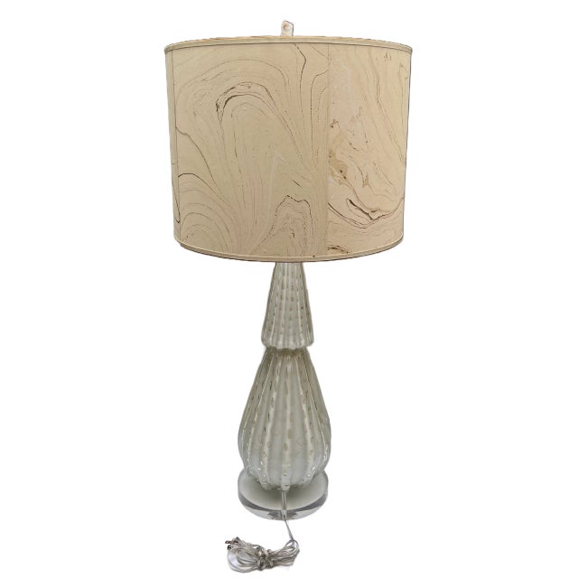 Vintage Mid-Century Murano Glass Lamp With Handmade Marbleized Shade and Herkemer Finial For Sale - Image 4 of 7