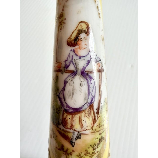Antique Victorian Signed Porcelain & Brass Sevres Candle Holder, Painted Lady For Sale - Image 13 of 14