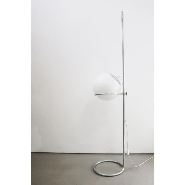 Contemporary Vintage Italian Space Age Floor Lamp in Aluminum and Opal Glass, 1970s For Sale - Image 3 of 11