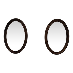 Pair of Traditional Oval Composite Framed Wall Mirrors