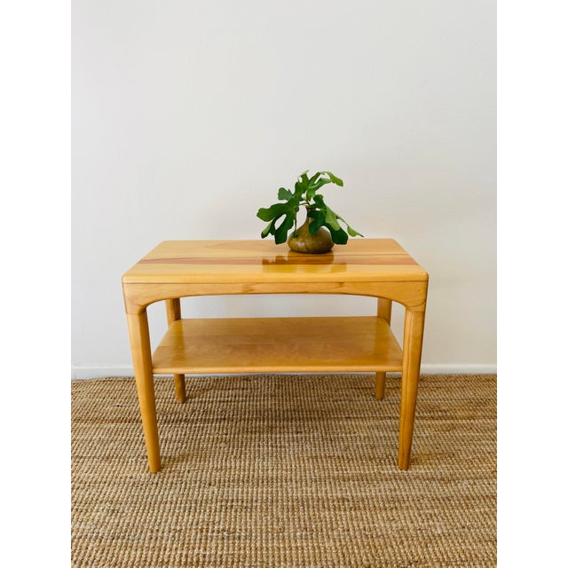 Vintage 1950s Heywood Wakefield Side Table streamline mid century modern design made of light wood, like a maple or birch...