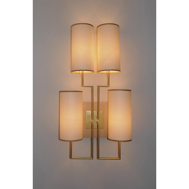 Metal Wall Sconce Tiges4 in Patinated Gold Metal and Fabric by Aymeric Lefort For Sale - Image 7 of 11