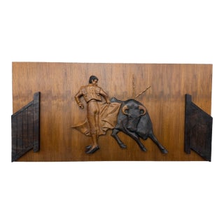 Mid-Century Modern Carved Matador Wall Art For Sale