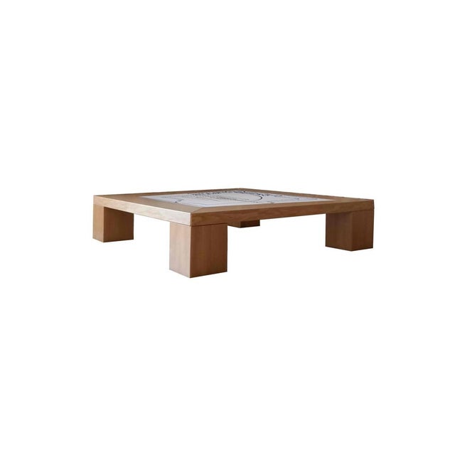 "Artistica Due" table by Meccani Studio for Meccani Design. Beautiful oak coffee table with a black and white decoration...
