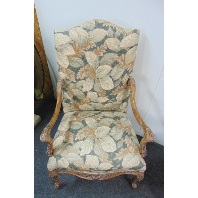 Louis XV Faux Painted Carved High Back Arm Chairs - a Pair For Sale In Philadelphia - Image 6 of 8