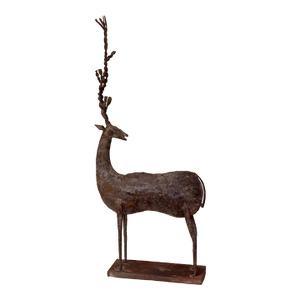 Brutalist Metal Deer Statue