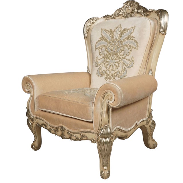 18c Style Phyllis Morris Large Embroidered Bergere Throne Chair.