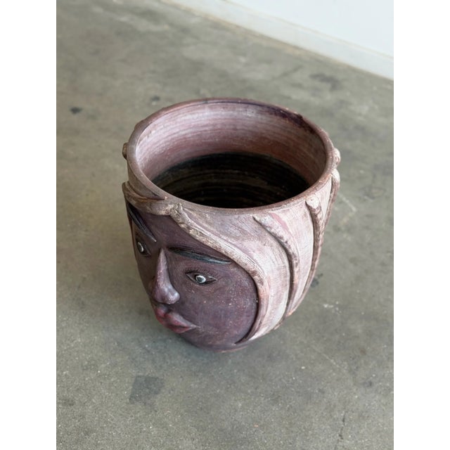 Vintage Mexican Terracotta Face Planter For Sale - Image 10 of 15