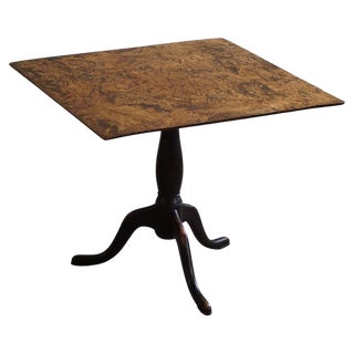 Antique Square Drop Leaf Table in Burl Wood For Sale