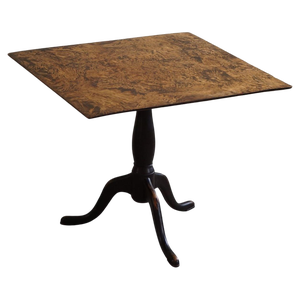 Antique Square Drop Leaf Table in Burl Wood