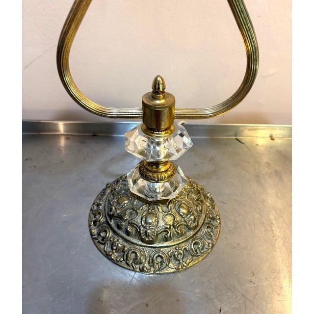 1960s-70s Brass Filigree/Glass Double Tulip Lamp For Sale - Image 4 of 5