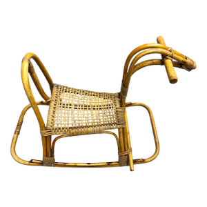 Vintage 1960’s Franco Albino Rattan Rocking Horse