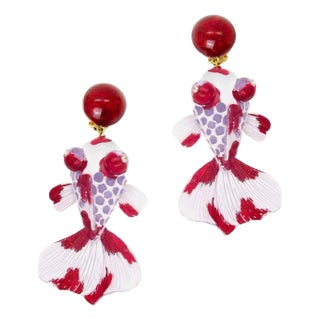 KOÏ, Pendant earrings, Rouge & Blanc, Stud For Sale