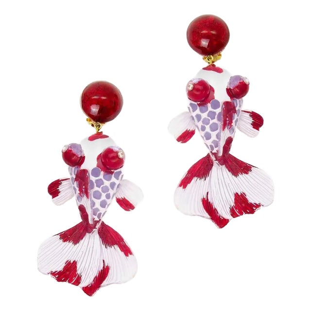 KOÏ, Pendant earrings, Rouge & Blanc, Stud For Sale