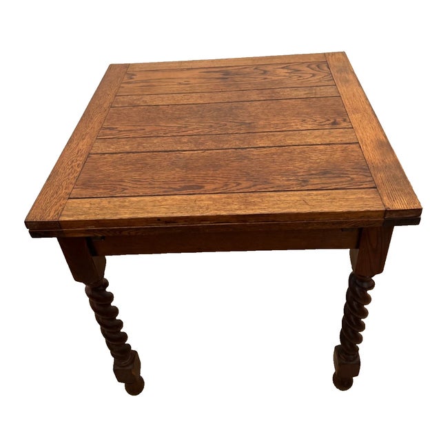 Antique Expanding Pub Kitchen Table Barley Twist Legs Quarter Sawed Oak For Sale In Palm Springs - Image 6 of 13
