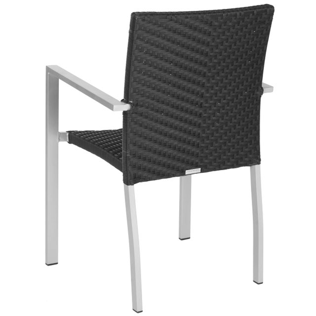 Indoor-Outdoor Stacking Armchair in Black - a Pair For Sale - Image 4 of 8