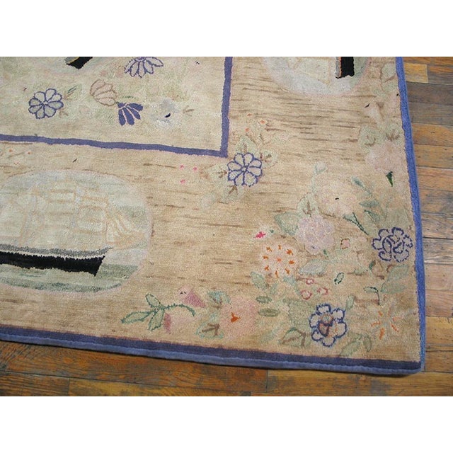 American Superb White-Ivory Background Color in a Style Nautical Theme Antique American Hooked Rug For Sale - Image 3 of 6