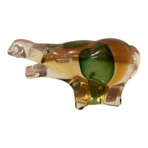 Mid 20th Century Italian Murano Style Modern Art Glass Paperweight Sculpture Hippopotamus