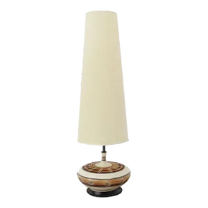Large 53" Tall Round Porcelain Pottery Base Mid-Century Modern Table Lamp