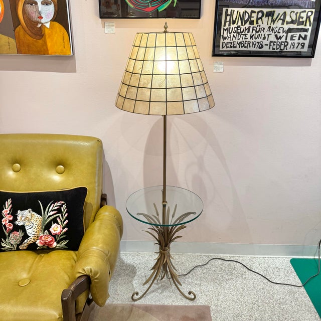 Vintage Capiz Shell Floor Lamp With Sheaf of Wheat Table For Sale - Image 11 of 11