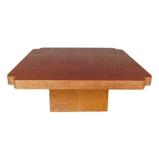 Custom Italian Burl Wood Art Deco Influence 2 Pc Cocktail Table 42" X 42" For Sale