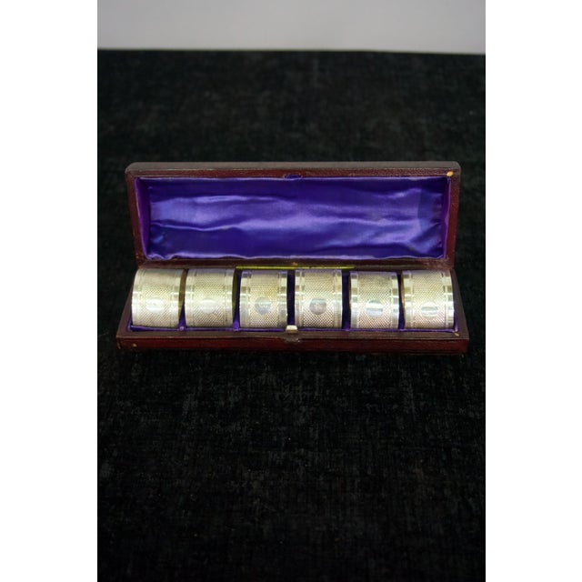 Victorian Triple-Plated Silver Engravable Napkin Rings with Presentation Case - 6 Pieces For Sale - Image 3 of 4
