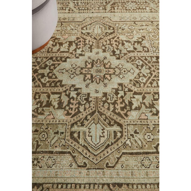 Tan Vintage Persian Heriz Area Rug For Sale - Image 8 of 12