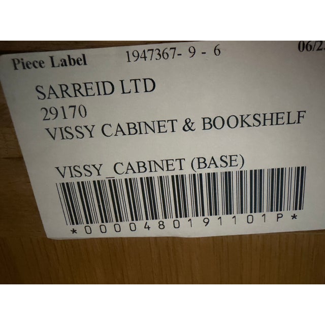 Sarreid Ltd. Vissy Cabinet & Bookshelf – Distressed Oak Designer Display Hutch For Sale - Image 4 of 12