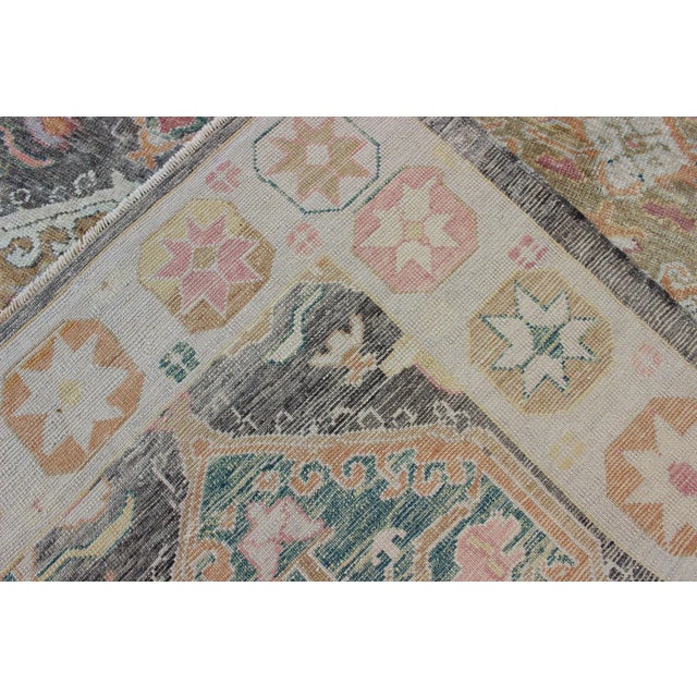 Tribal All-Over Design Turkish Oushak Rug With Large Medallions For Sale - Image 12 of 13