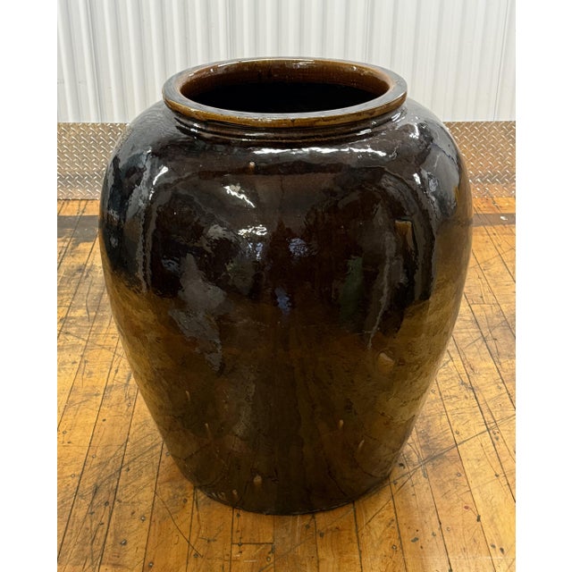 1960s Gigantic Chinese Yixing Glazed Pottery Wine Jar Marked For Sale - Image 10 of 10
