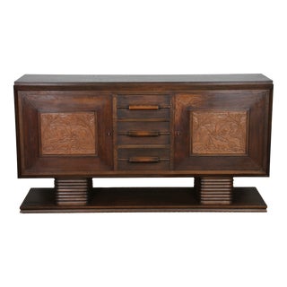 French Brown Oak Sideboard, 1940s For Sale