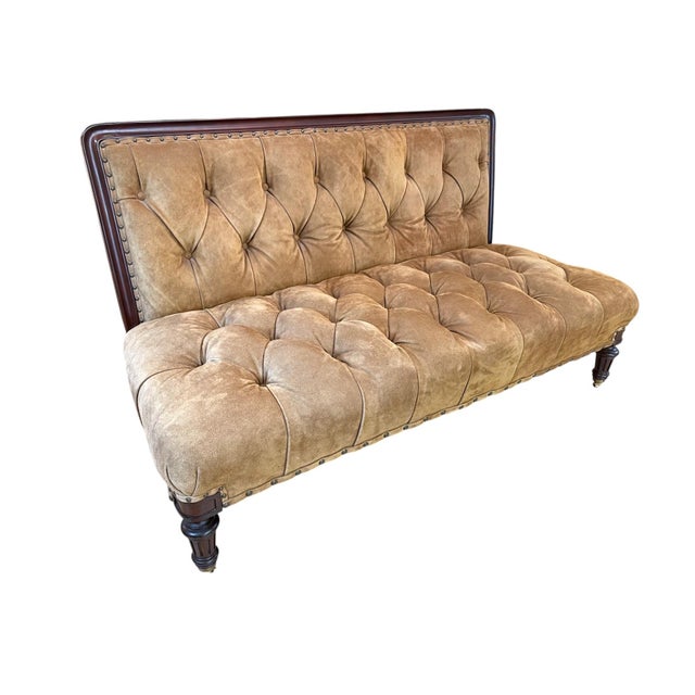 Ralph Lauren Ralph Lauren Simsbury Tufted Leather Settee For Sale - Image 4 of 5