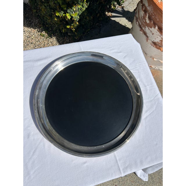 Vintage Silver Plate Tray With Black Resin Center For Sale In Los Angeles - Image 6 of 9