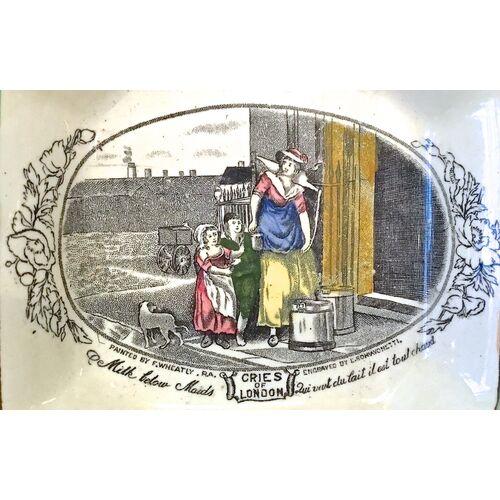English Antique Cries of London Maiden Ceramic Dish For Sale - Image 3 of 4