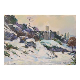 R. Marrera, Impressionist Snowscape, Mid 20th-Century, Oil on Paper, Framed For Sale