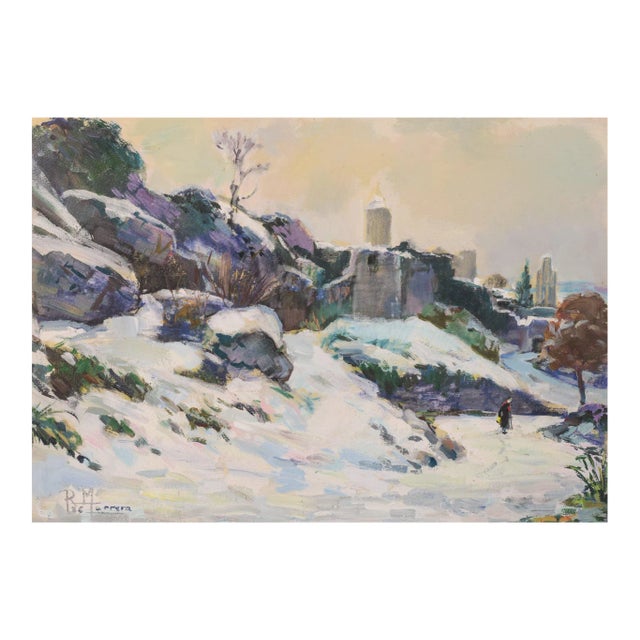 R. Marrera, Impressionist Snowscape, Mid 20th-Century, Oil on Paper, Framed For Sale