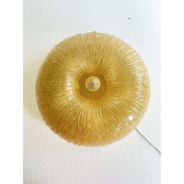 1990s Venetian Vintage Amber Graniglia” Budino” Murano Glass Flush Mount For Sale - Image 5 of 8