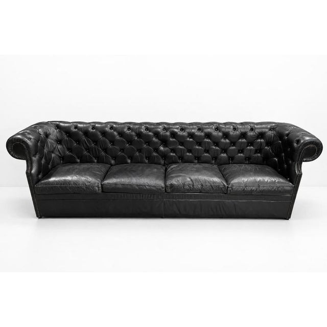 Vintage Chesterfield Black Leather Sofa, 1980s For Sale - Image 3 of 11