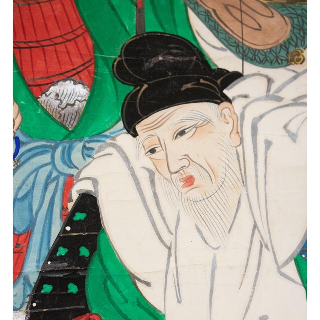 Antique Japanese Scroll Painting "Minister Takenouchi No Sukune and Empress Jingū" For Sale In Dallas - Image 6 of 18