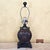 Black Asian Inspired Black & Brown Porcelain Medallion Table Lamp With Shade For Sale - Image 8 of 18