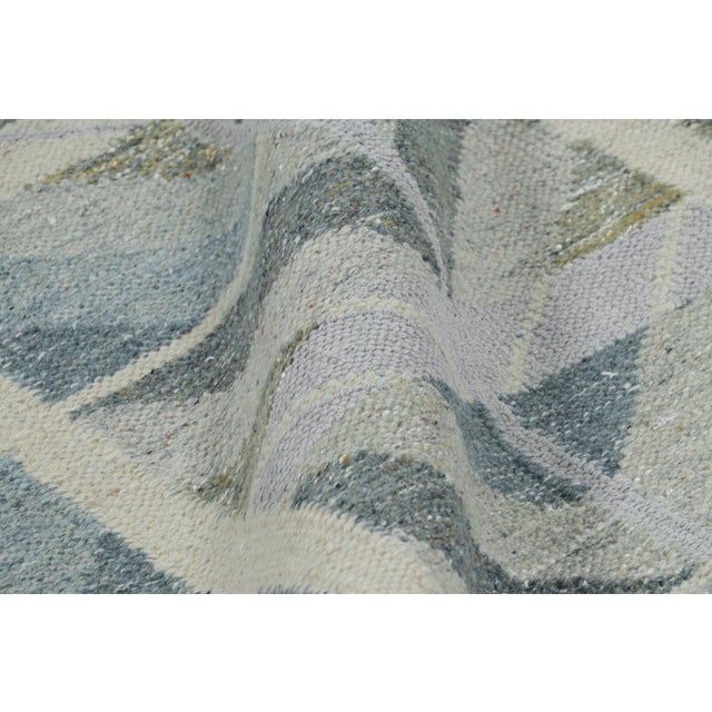 Textile Rug & Kilim’s Oversized Scandinavian Style Rug in Blue With Geometric Patterns For Sale - Image 7 of 7