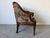 Vintage French Empire Style Carved Ram’s Head Arm Club Chair With Book Motif Upholstery For Sale - Image 4 of 12