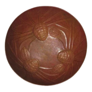1980s Hand Hammered Copper Pine Cone Embellishment Bowl Signed Ramon Ramirez