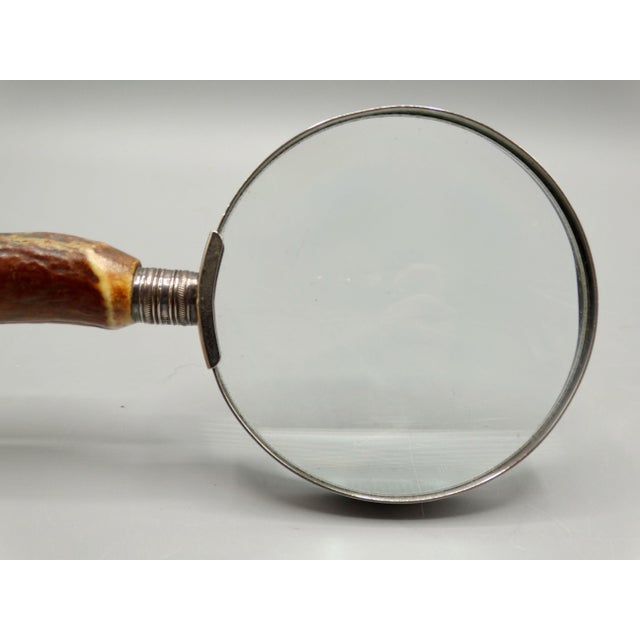 Antique English Silver & Stag Horn Magnifying Glass For Sale - Image 4 of 9